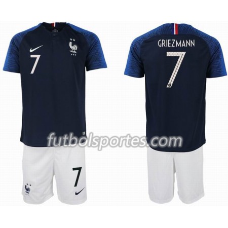 Camisetas Francia GRIEZMANN 7 2 star Niño Primera Equipacion Mundial 2018